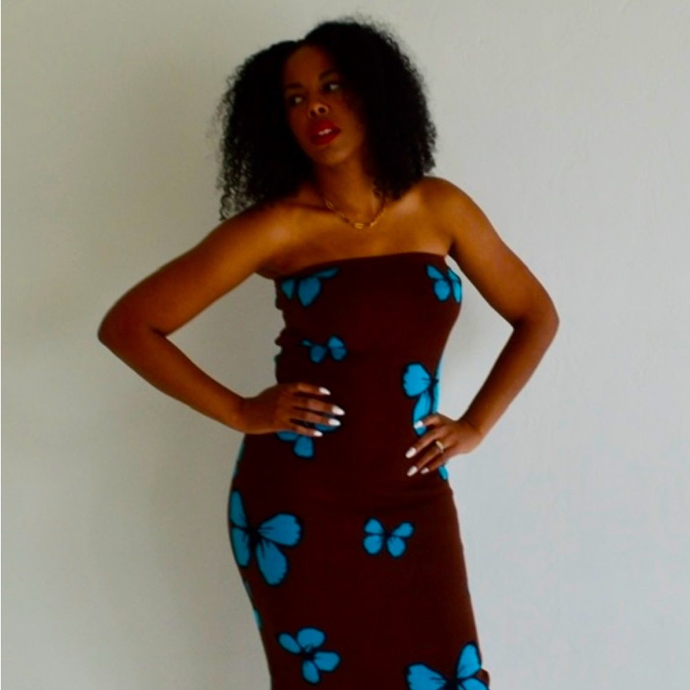 Butterfly Sweater Knit Tube Dress